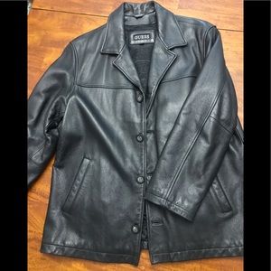Men’s black leather jacket